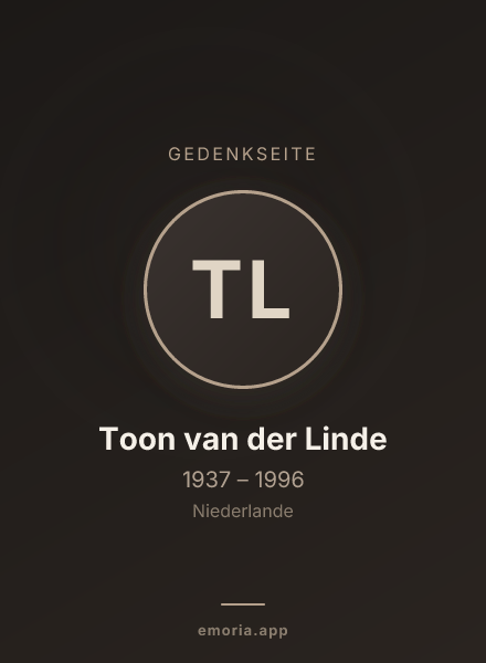 Gedenkportrait von Toon van der Linde