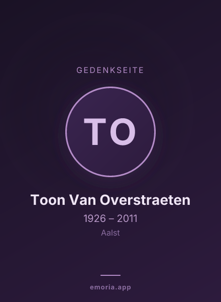 Gedenkportrait von Toon Van Overstraeten
