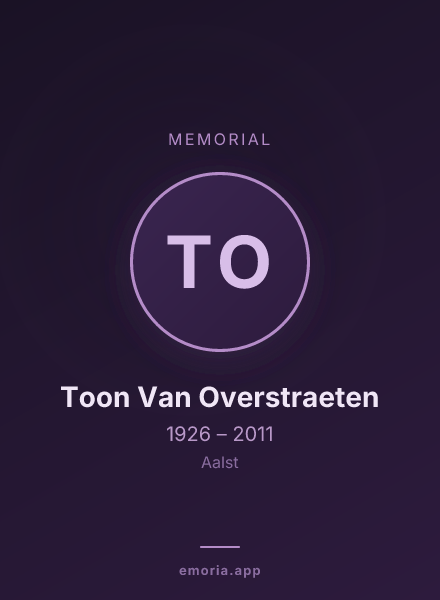 Memorial portrait of Toon Van Overstraeten
