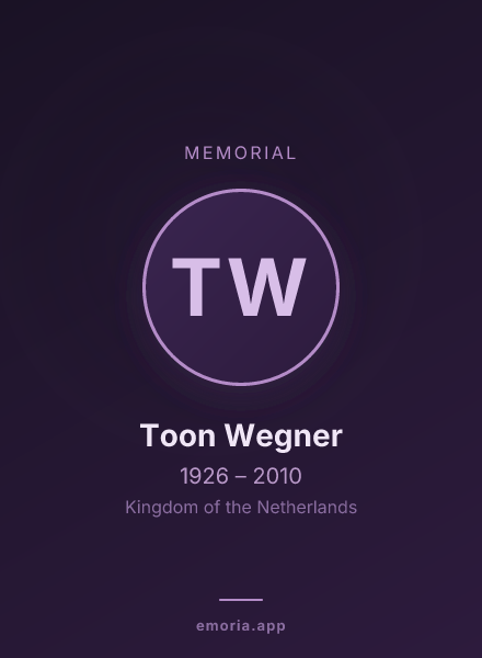 Memorial portrait of Toon Wegner