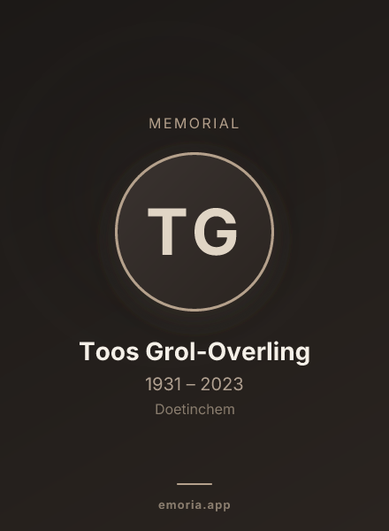 Memorial portrait of Toos Grol-Overling
