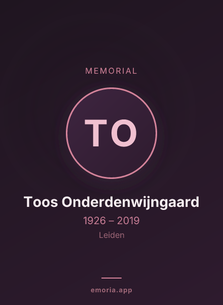 Memorial portrait of Toos Onderdenwijngaard