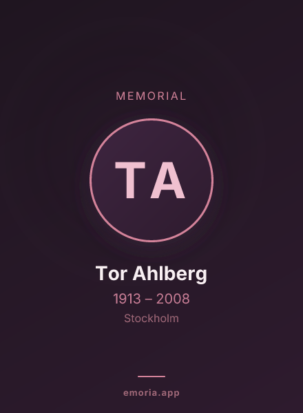 Memorial portrait of Tor Ahlberg