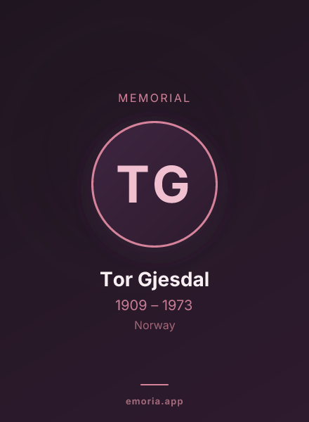 Memorial portrait of Tor Gjesdal