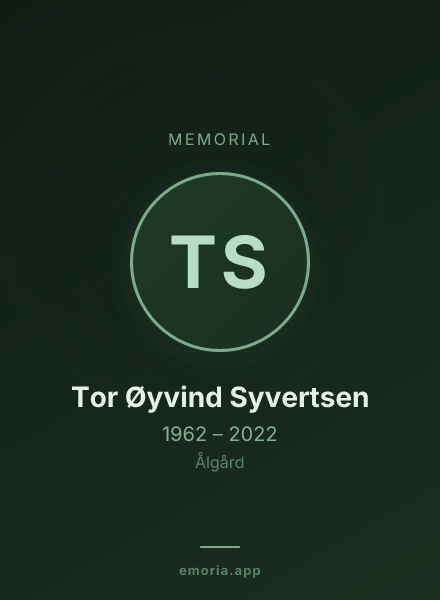Memorial portrait of Tor Øyvind Syvertsen