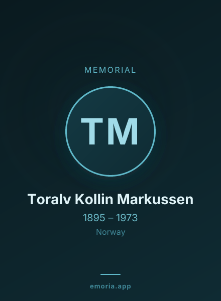 Memorial portrait of Toralv Kollin Markussen