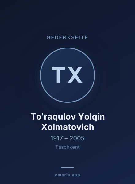 Gedenkportrait von Toʻraqulov Yolqin Xolmatovich