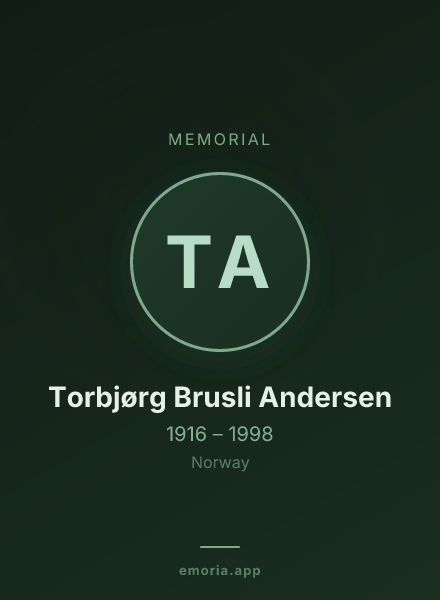 Memorial portrait of Torbjørg Brusli Andersen