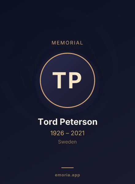 Memorial portrait of Tord Peterson