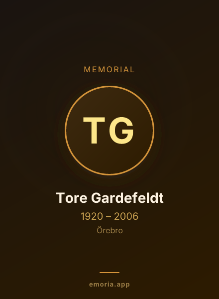 Memorial portrait of Tore Gardefeldt
