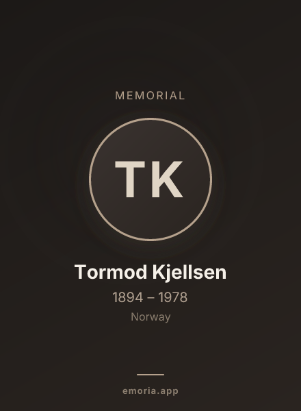 Memorial portrait of Tormod Kjellsen