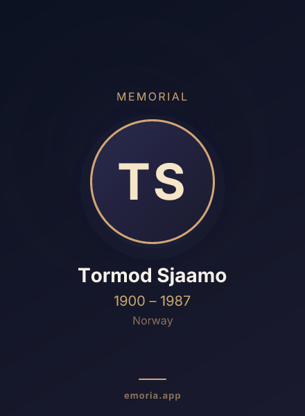 Memorial portrait of Tormod Sjaamo