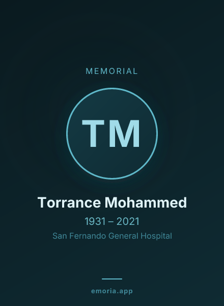 Memorial portrait of Torrance Mohammed