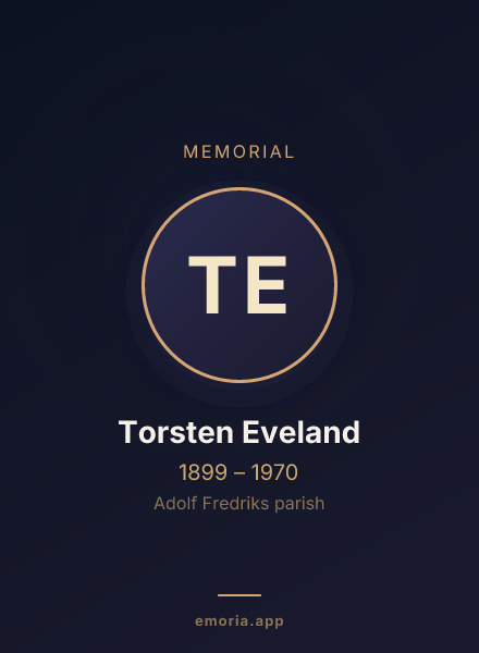 Memorial portrait of Torsten Eveland