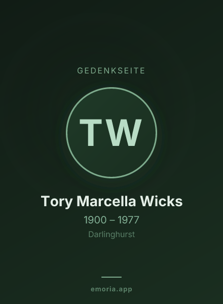 Gedenkportrait von Tory Marcella Wicks