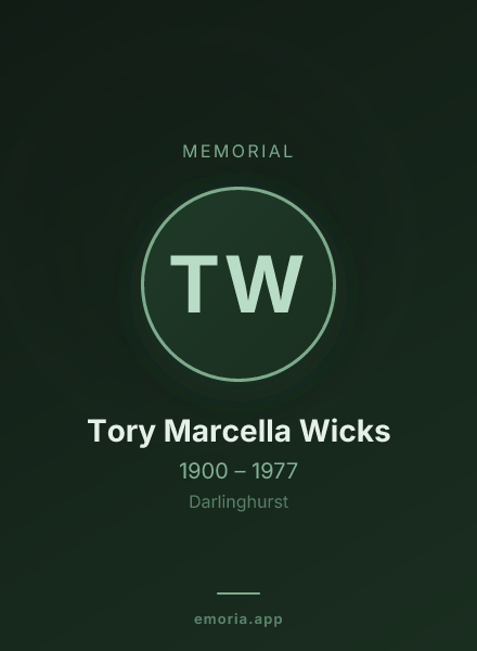 Memorial portrait of Tory Marcella Wicks