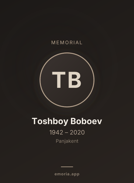 Memorial portrait of Toshboy Boboev