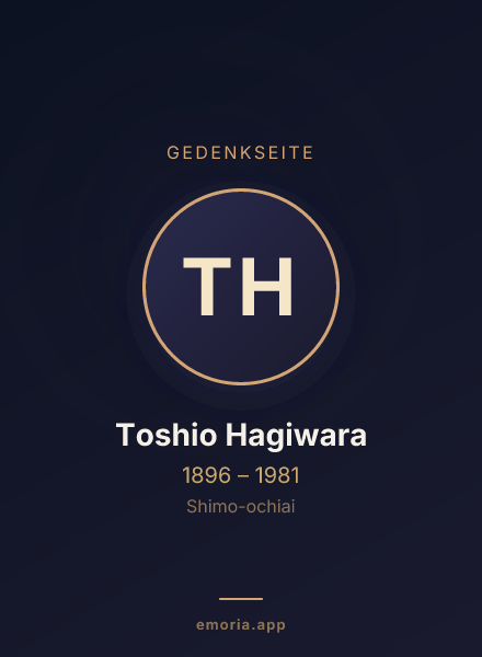 Gedenkportrait von Toshio Hagiwara