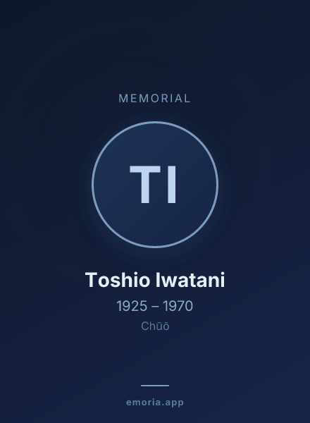 Memorial portrait of Toshio Iwatani