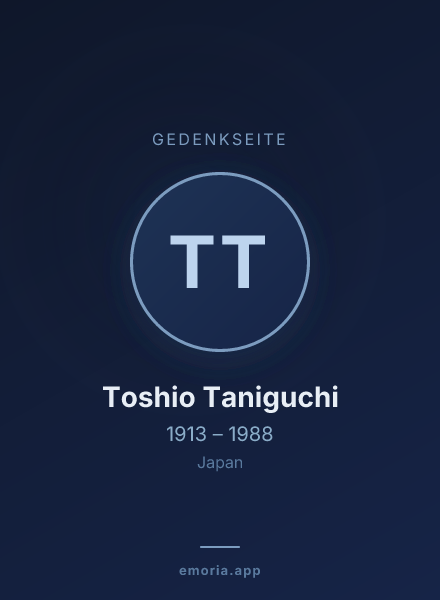 Gedenkportrait von Toshio Taniguchi