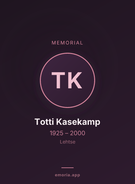 Memorial portrait of Totti Kasekamp