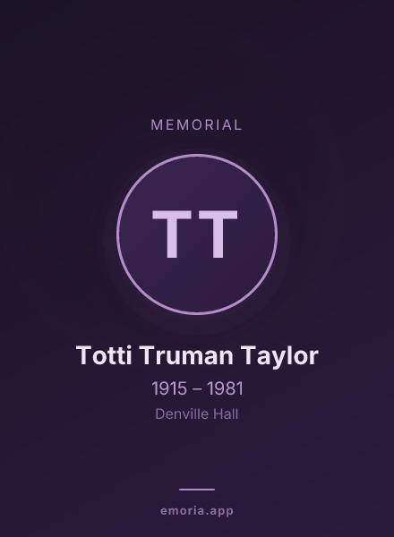 Memorial portrait of Totti Truman Taylor