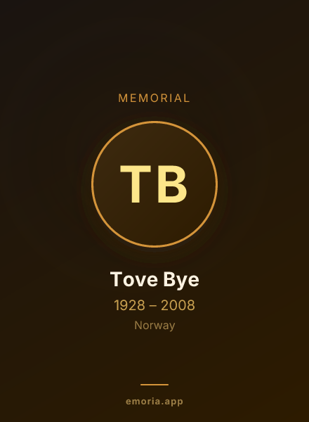 Memorial portrait of Tove Bye