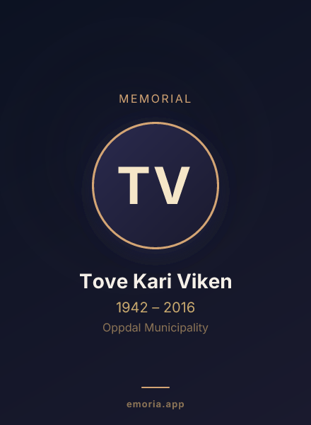 Memorial portrait of Tove Kari Viken