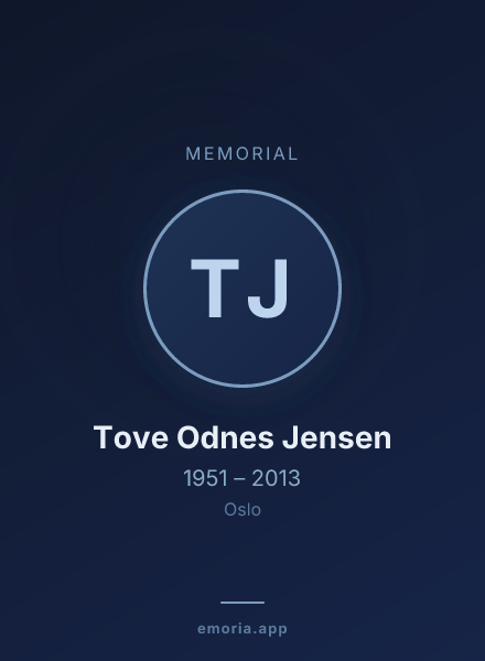 Memorial portrait of Tove Odnes Jensen