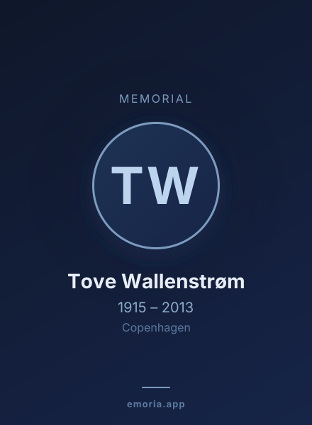 Memorial portrait of Tove Wallenstrøm