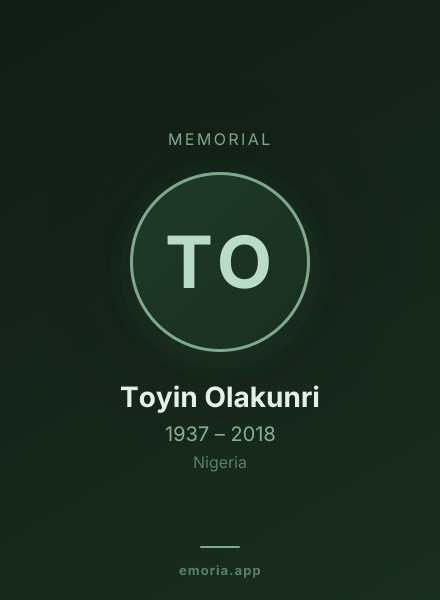 Memorial portrait of Toyin Olakunri