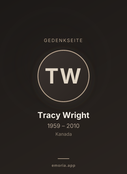 Gedenkportrait von Tracy Wright