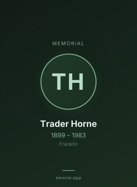 Memorial portrait of Trader Horne