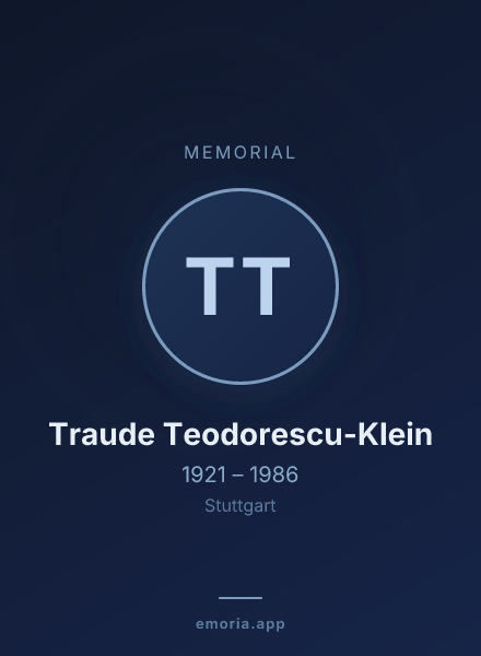 Memorial portrait of Traude Teodorescu-Klein