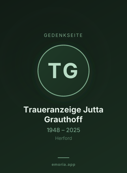 Gedenkportrait von Traueranzeige Jutta Grauthoff
