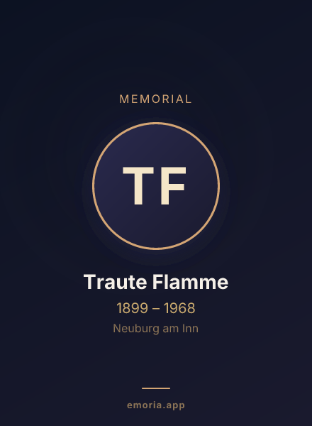 Memorial portrait of Traute Flamme