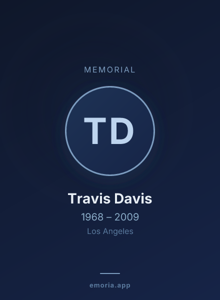 Memorial portrait of Travis Davis