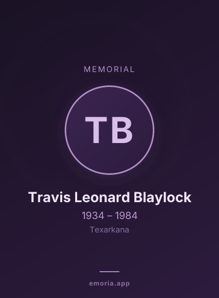 Memorial portrait of Travis Leonard Blaylock
