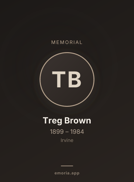 Memorial portrait of Treg Brown
