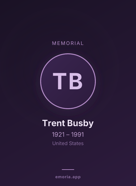 Memorial portrait of Trent Busby