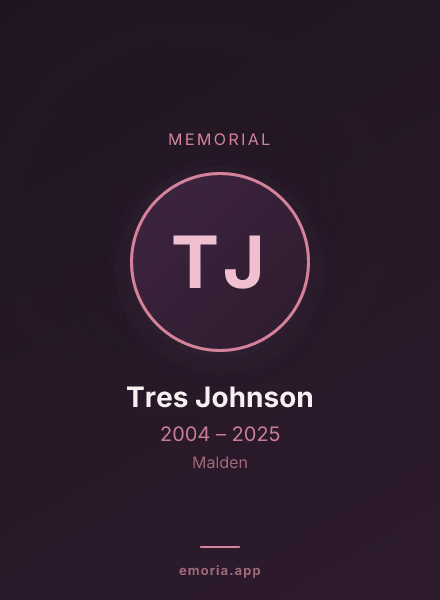 Memorial portrait of Tres Johnson
