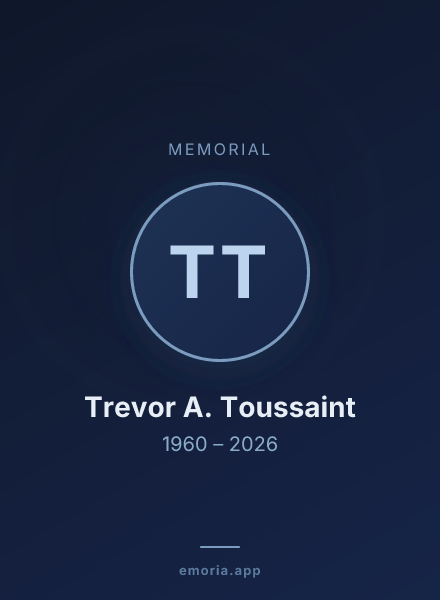 Memorial portrait of Trevor A. Toussaint