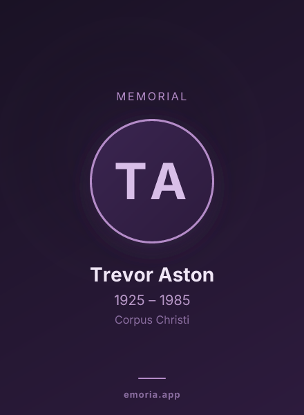 Memorial portrait of Trevor Aston