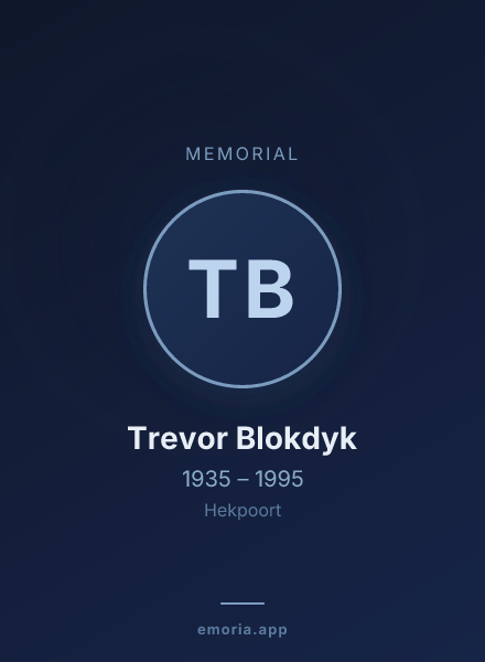 Memorial portrait of Trevor Blokdyk