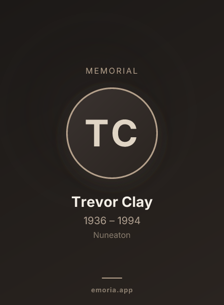 Memorial portrait of Trevor Clay