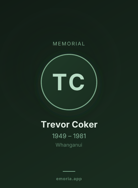 Memorial portrait of Trevor Coker