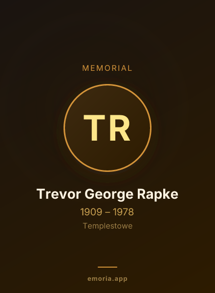 Memorial portrait of Trevor George Rapke