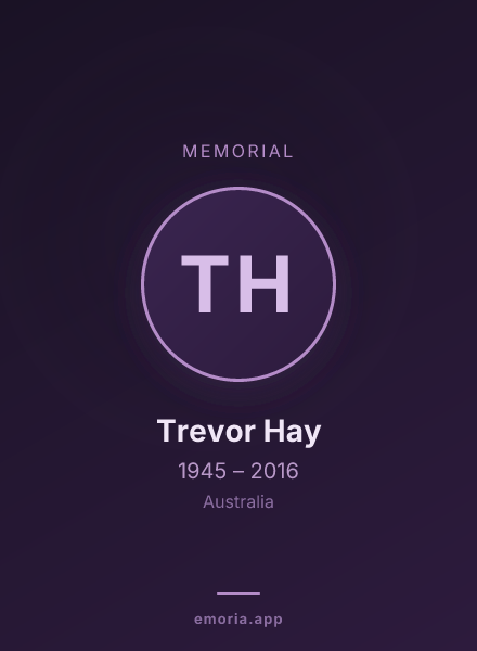 Memorial portrait of Trevor Hay