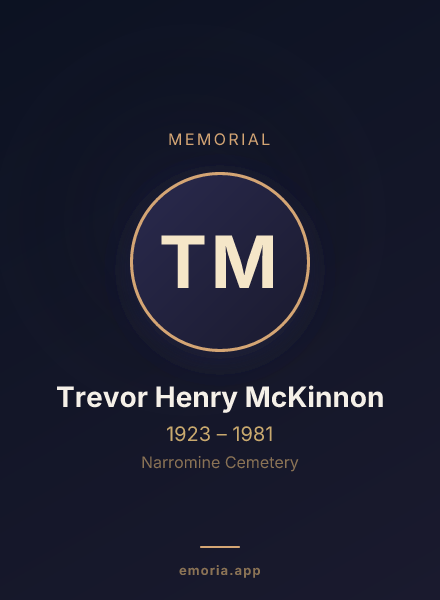 Memorial portrait of Trevor Henry McKinnon