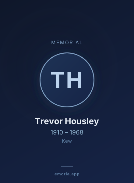 Memorial portrait of Trevor Housley